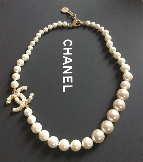 chanel classic cc crystal logo necklace|authentic Chanel pearl necklace.